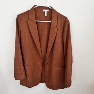 Leith Rust Plaid Blazer Jacket